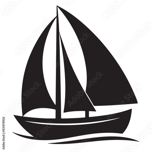 Vector illustration of a nautical sailing ship isolated on a white background