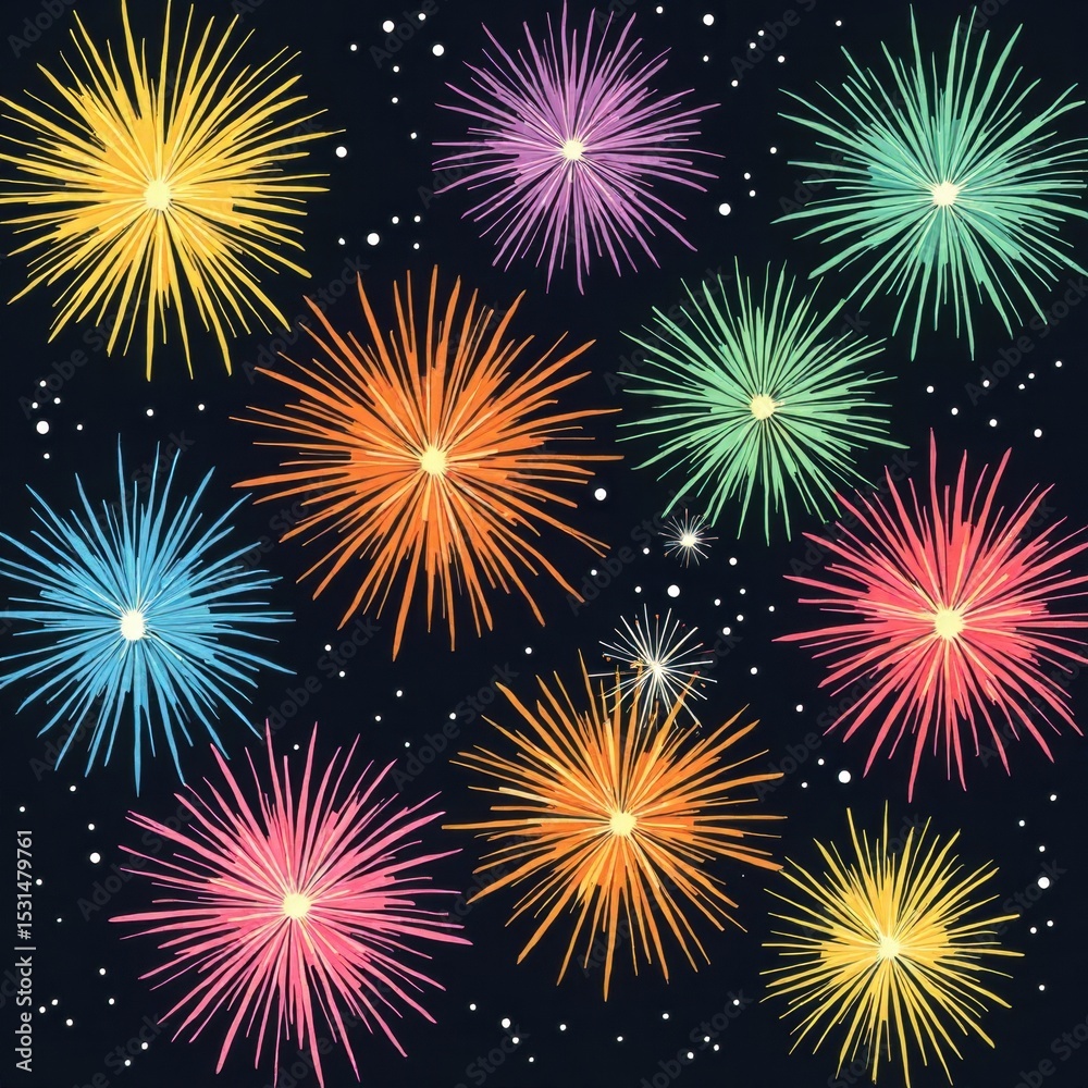 Naklejka premium Colorful Fireworks