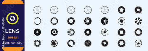 Different kinds of camera lens vector black and white