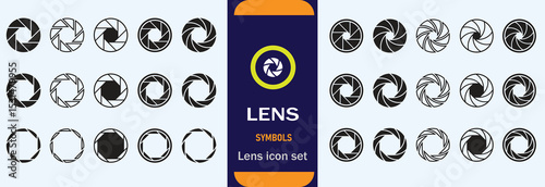 Different kinds of camera lens vector black and white