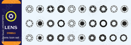 Different kinds of camera lens vector black and white