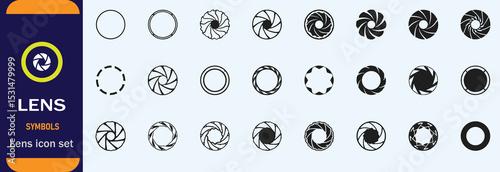 Different kinds of camera lens vector black and white