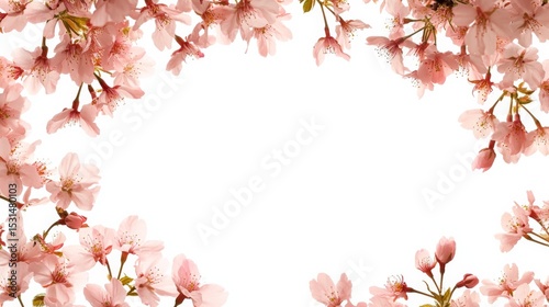 Pink Cherry Blossom Frame, Spring Floral Border, Nature Background Spring, Cherry Blossoms