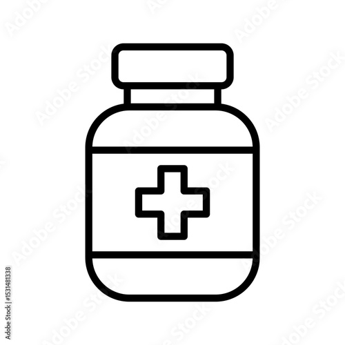 Medicine bottle line icon.