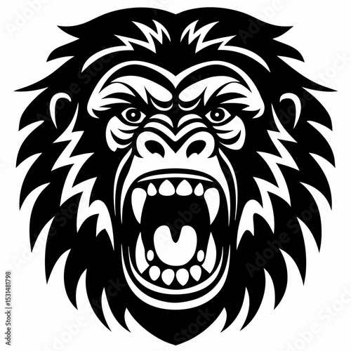 Angry Gorilla Mascot Head Illustration