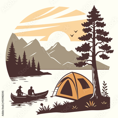 camp scene in dark forest