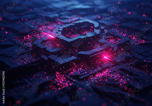 Cybernetic city pulsing with digital life