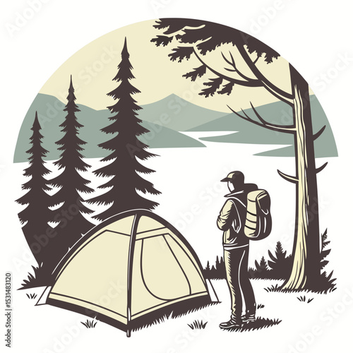 sunset camping by peaceful lake
