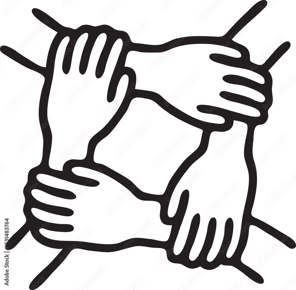 Obraz premium Diverse Hands Unity Connection Icon