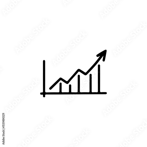 Vector illustration of an upward trending graph, symbolizing growth and success. Perfect for business analytics, financial performance, and data visualization themes.