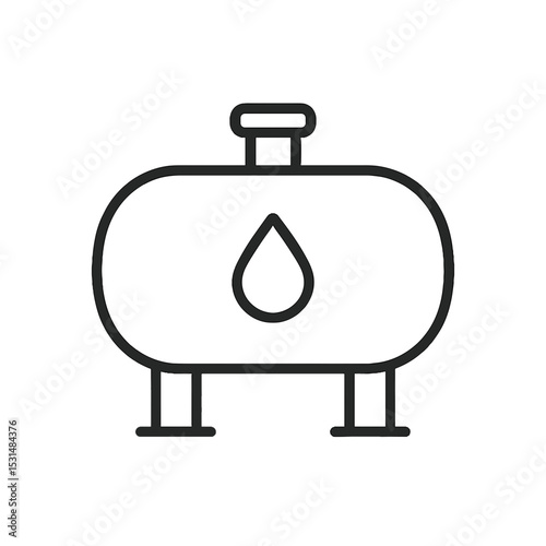 Oil storage tank icon in outline style with droplet symbol