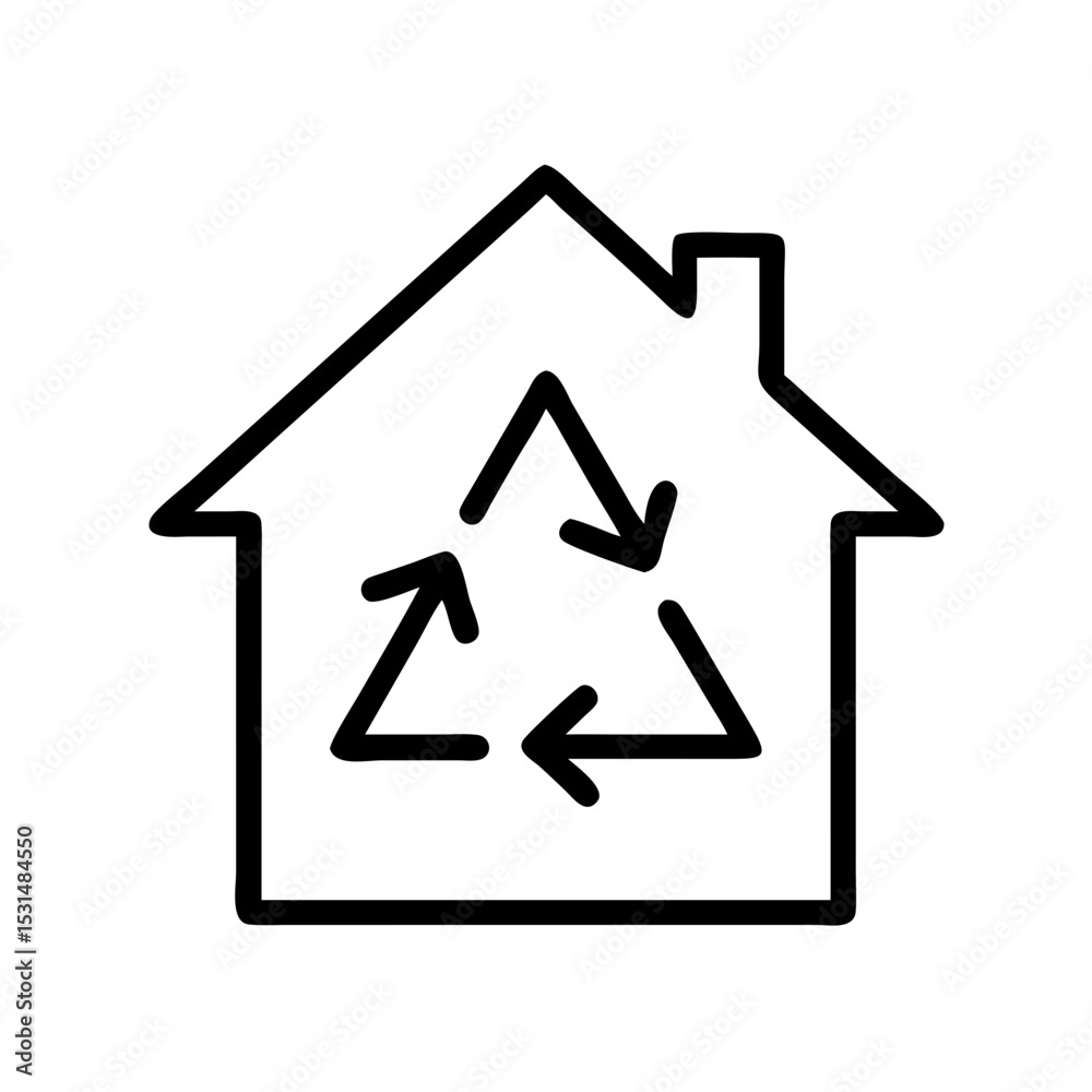 House Shape With Recycling Symbol Promoting Eco-Friendly Living House Shape With Recycling Symbol Promoting Eco-Friendly Living
