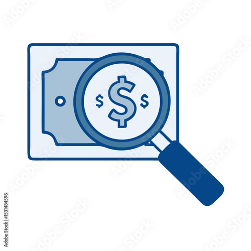 Magnifying Glass Focusing on a Dollar Bill Symbol in Financial Analysis