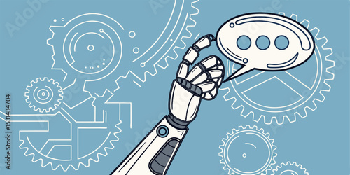 Robotic Arm with Speech Bubble - AI Communication 