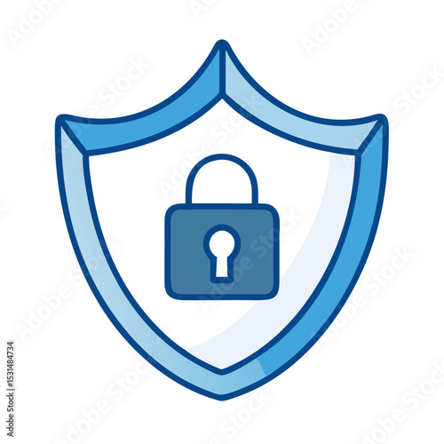 Security Shield With Padlock Symbol Showing Protection and Safety