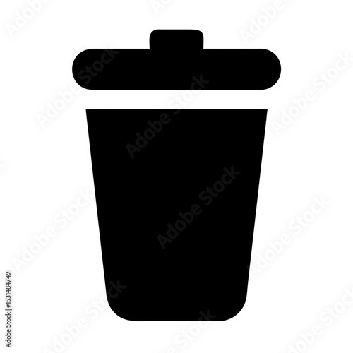 Solid Black Filled Trash Bin Container Icon for Waste Management Needs