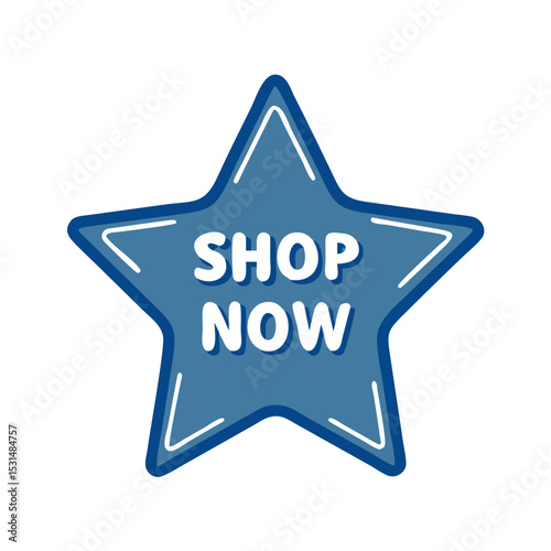 Star Shaped Badge Encouraging Shopping With Clear Text
