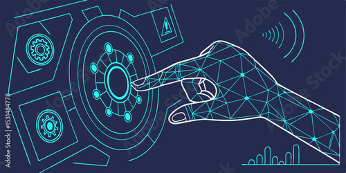 Human Hand Interacting with Digital Interface