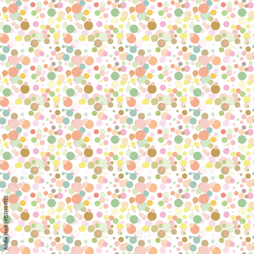 Color background, colorful vector texture with circles. Splash effect banner. Dotted abstract illustration with blurred drops of rain. Seamless pattern for fabric, textile. Vector illustration