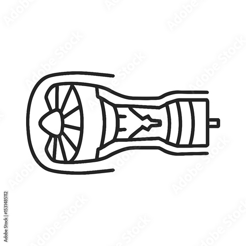 Jet engine cross-section icon in black outline on white background