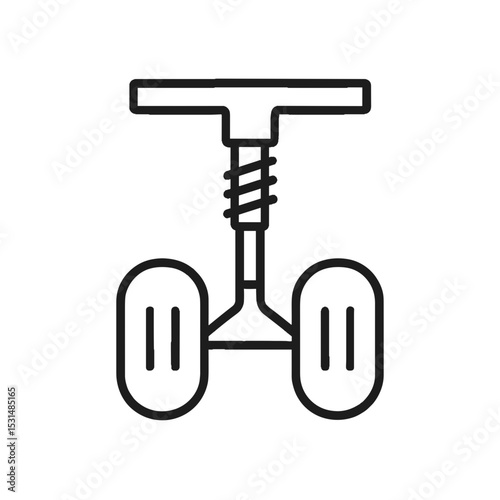 Airplane landing gear icon in black outline on white background