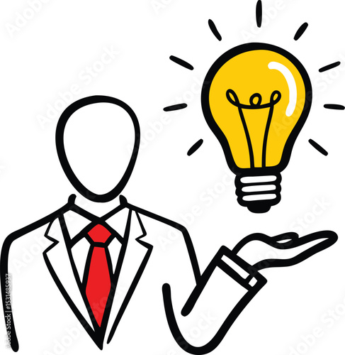 3d yellow business man with idea