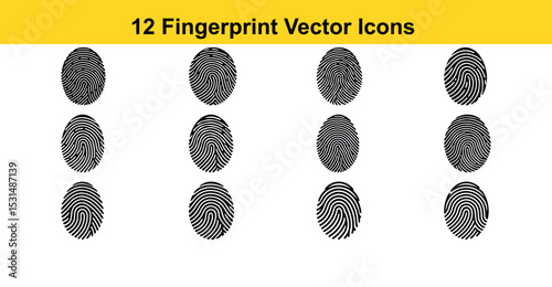 black and white fingerprint set vector 