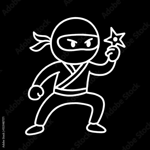 Cartoon Ninja Holding Shuriken Vector Illustration