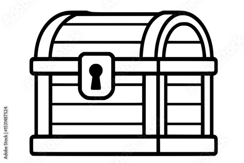 Locked Treasure Chest Minimal Vector Illustration