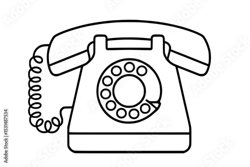 Vintage Rotary Dial Telephone Minimal Vector Illustration