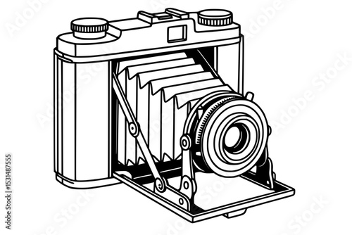 Classic Bellows Camera Minimal Vector Illustration