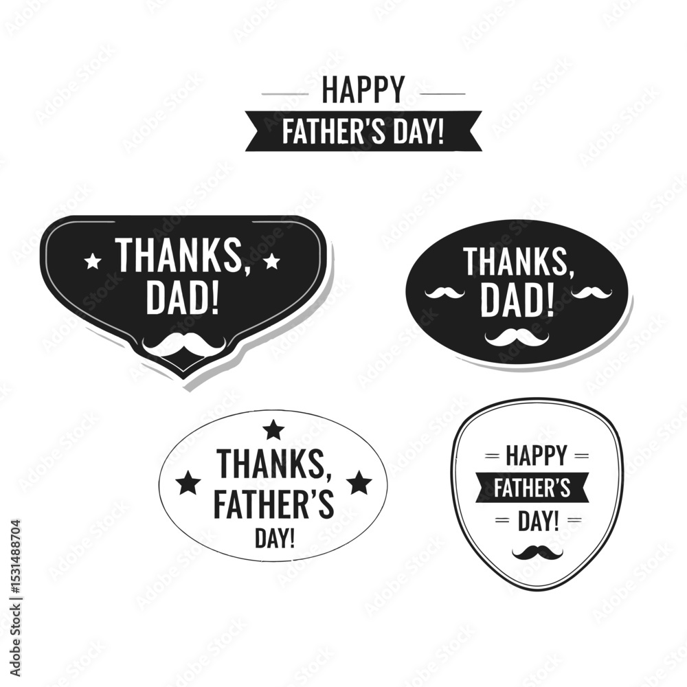 Obraz premium Father's Day Sticker Designs with Minimalist Icons and Heartfelt Messages