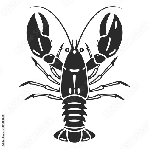 Silhouette of a crustacean reveals a detailed view, showing the lobster's claws and legs