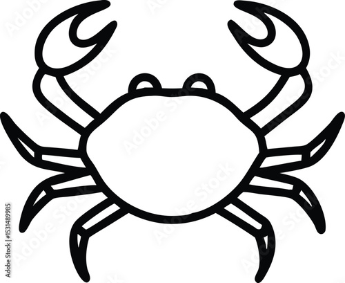 Simple black outline of a crustacean crab shows its basic form clearly