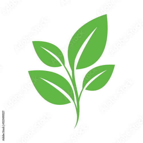 A high-resolution vector graphic of a minimalist nature logo featuring stylized green leaves in a geometric abstract design.  The logo is flat, simple, elegant, and suitable for corporate use.