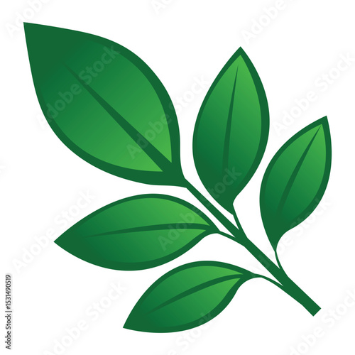 Elegant high-resolution nature logo vector graphic. Minimalist geometric abstract design using green leaves. Simple flat style, suitable for corporate branding and commercial use. Professional quality