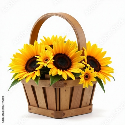 basket with sunflowers