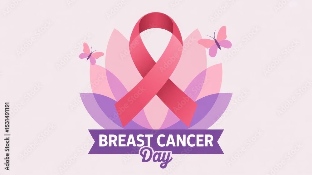 Obraz premium Breast cancer awareness day pink ribbon design