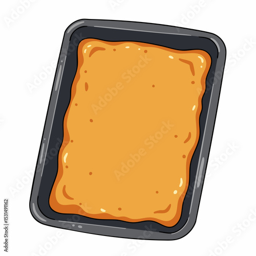 Preparing brownie batter in a nonstick pan illustration