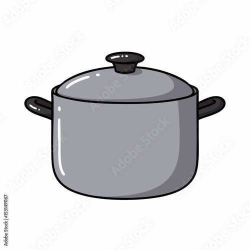 Gray Cooking Pot With Lid Kitchen Utensil
