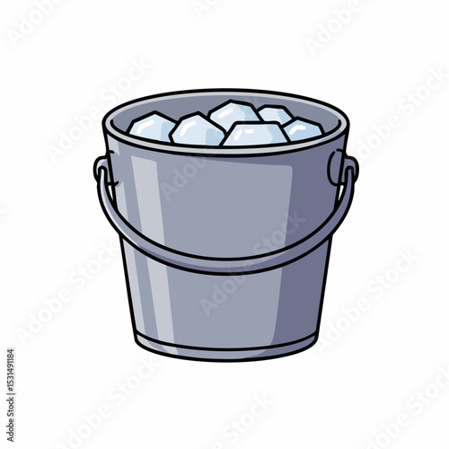 Gray Ice Bucket with Handle Full of Cubes