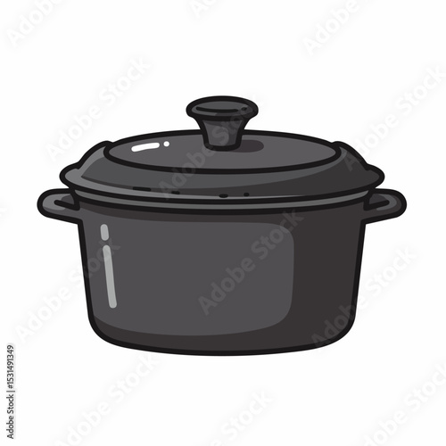 Cast Iron Stock Pot with Lid Illustration