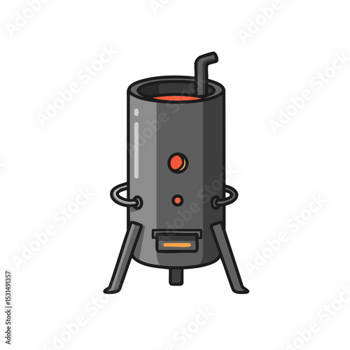 Outdoor Vertical Oven Smoker Illustration