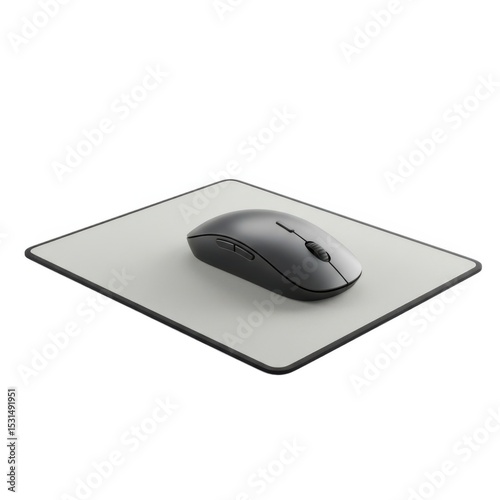 Wireless computer mouse on pad isolated on white background