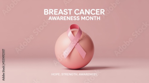 Breast cancer awareness month pink ribbon sphere
