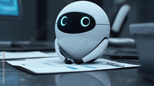 Ai assistant shaped like a sphere advising business avatars on growth