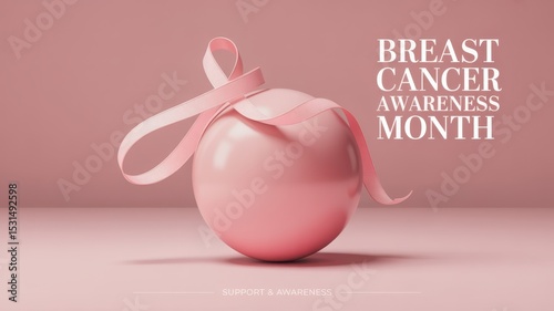 Breast cancer awareness month pink ribbon and sphere
