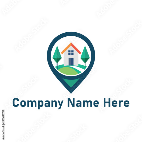 elegant-silhouette-of real estate logo with location