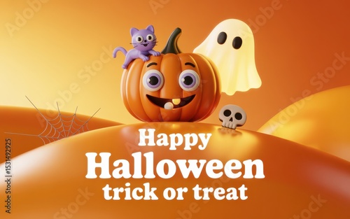 Happy halloween trick or treat 3d render