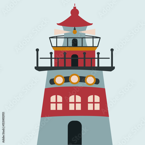 Flat vector illustration of a lighthouse